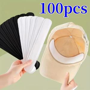 10/50/100PCS 모자 땀 흡수 스티커 여름 모자 라이너 밴드 땀 흡수 밴드 바이저 모자 사이즈 감소제 접착식 땀 흡수 패드