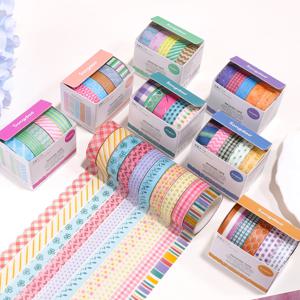 레트로 만화풍 다채로운 와시 테이프 세트 DIY 사진 프레임 다이어리 선물 상자 포장 고급 장식 용품 귀여운 선물