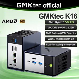 MKtec NucBox K16 미니 PC AMD Ryzen7 7735HS LPDDR5 6400Mhz 32GB Pcie 4.0 SSD 윈도우 11Pro WIFI 6E BT 5.2 모든 기능을 갖춘 USB4.0