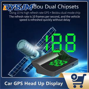 디지털 자동차 GPS 속도계 KMH LCD 앞유리 프로젝터 대형 글꼴 속도 게이지 흰색/녹색 조명 자동차 전자 액세서리
