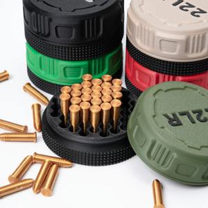 미니 .22LR 탄약 보관함 포켓 사이즈 50발 수납 가능 안전한 나사 뚜껑 내구성 있는 케이스 소구경 탄약용