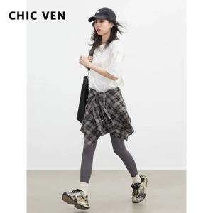 CHIC VEN 여성용 레깅스 솔리드 슬림 하이웨이스트 힙업 탄력 요가 팬츠 피트니스 샤크스킨 팬츠 봄 여름 2026