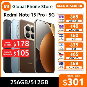 샤오미 레드미 노트 15 프로 플러스 5G 스마트폰 글로벌 버전 8GB / 12GB 램 스냅드래곤 7s Gen 4 CPU NFC 6.83인치 AMOLED 6500mAh 100W