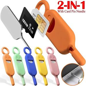 2 in 1 SIM 카드 제거 바늘 핀 보호 홀더 포함 분실 방지 휴대폰 SIM 카드 보관 케이스 트레이 추출 바늘 오프너