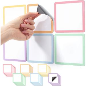 6개의 컬러 지울 수 있는 자석 라벨, 4인치 X 4인치, 화이트보드, 냉장고, 캐비닛, 문에 적합, 재사용 가능