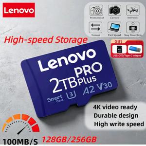 레노버 2TB 고속 V30 A2 4K SD 카드 512GB 256GB 128GB 메모리 카드 1TB 마이크로 TF SD 어댑터 스마트폰/태블릿/PC 겸용