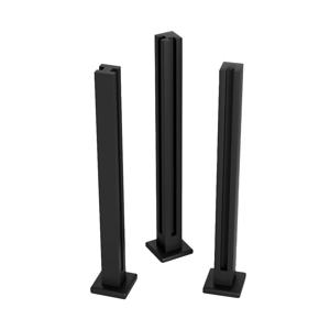 블랙 304 스테인리스 스틸/알루미늄 합금 유리 난간 기둥, 높이 650-1100mm, 발코니, 테라스, 데크, 계단에 적합