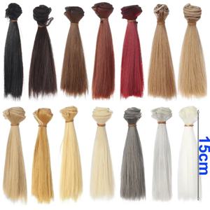 공장 제공 5CM 15cm 25cm 블랙 블론드 브라운 카키 화이트 그레이 컬러 짧은 스트레이트 인형 가발 BJD DIY 패브릭 아트 인형 헤어용