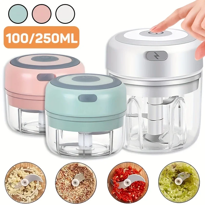 100/250ml 무선 전기 마늘 사수기 야채 과일 커터 가정용 USB 휴대용 식품 분쇄기 고기 분쇄기 용 주방 가제트
