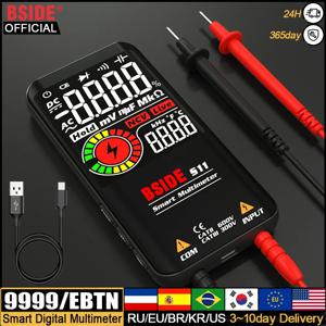 BSIDE Profesional 디지털 멀티미터 스마트 9999 EMF 멀티 테스터 DC AC 전압 커패시터 옴 다이오드 라이브 전기 테스터 USB 충전