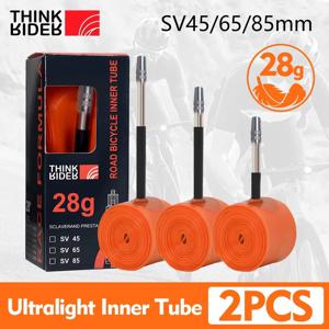 ThinkRider 초경량 자전거 내부 튜브, TPU 소재 타이어, 프렌치 밸브, 길이 65mm, 700X18, 25, 28 도로 자전거, 2 개