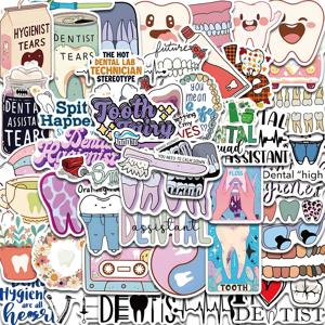 50PCS 치과 스티커 치과 의사 스크랩북 낙서 노트북 DIY 치과 의사 저장소 건강 수하물 만화 낙서 절묘한 스티커