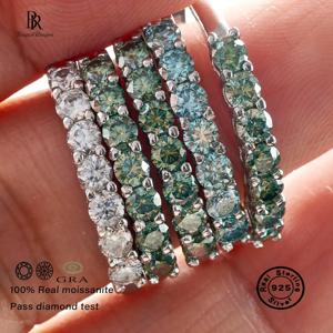 0.7CT D 컬러 VVS1 EX 라운드 Moissanite 반지 925 스털링 실버 영원 반지 여성 약혼 웨딩 럭셔리 밴드