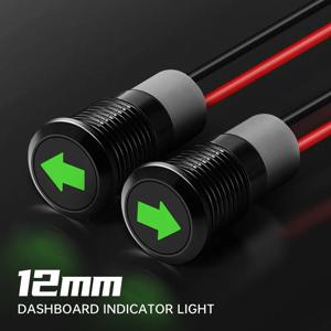 12mm 방수 LED 표시 등 12V 단일 화살표 자동차 회전 신호 24V 녹색 LED 금속 대시 보드 파일럿 램프 300mm 와이어