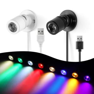 8색 미니 스팟 조명 1W 회전식 천장 램프 5V USB 전원 다운라이트 (모델 전시 카운터 와인 케이스 무드등)