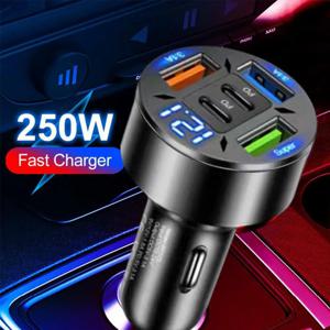 250W 5-in-1 PD QC3.0 차량용 충전기 고속 충전 USB C 아이폰 삼성 갤럭시 아이패드 프로 멀티포트 시가 라이터 어댑터