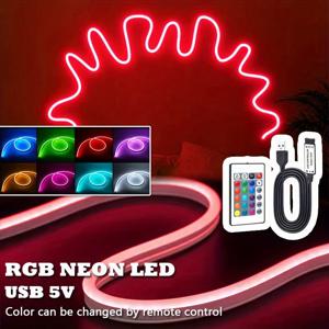USB 네온 LED 스트립 라이트 유연한 색상 변경 조명 5V SMD 3535 네온 로프 라이트 USB 절단 가능 네온 로프 라이트 침실용
