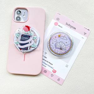 INS Kawaii 아크릴 마그네틱 폰 그립 만화 텔레스코픽 휴대용 스탠드 마그네틱 휴대폰 홀더 스탠드 소녀 생일 선물
