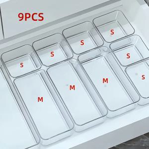 6S+3M 투명 아크릴 서랍형 데스크탑 정리함, 메이크업 보관용 내장 칸막이, 문구류 정리함, 가정용 데스크탑