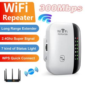무선 WiFi 리피터 300Mbps WiFi 확장기 증폭기 부스터 라우터 802.11N WPS 장거리 7개 상태 표시등 PC용 WiFi 리피터