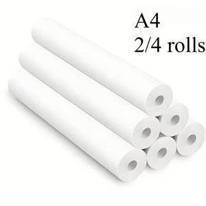2/4 롤 A4 속건성 열감지 용지, 휴대용 프린터에 적합 - 더 두껍고 선명한 글꼴, 고품질