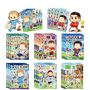 8/16 Pcs 만화 작은 축구 선수 얼굴 스티커 만들기, 컵 다이어리 헬멧 스케이트 보관 상자 데칼을 위한 교육용 DIY