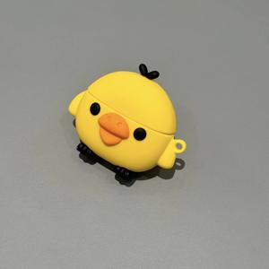 카와이 3D 노란 병아리 에어팟 케이스, 부드러운 실리콘 충격 방지 보호 커버, 귀여운 만화 이어폰 케이스 (에어팟 프로 2/3/4 호환)
