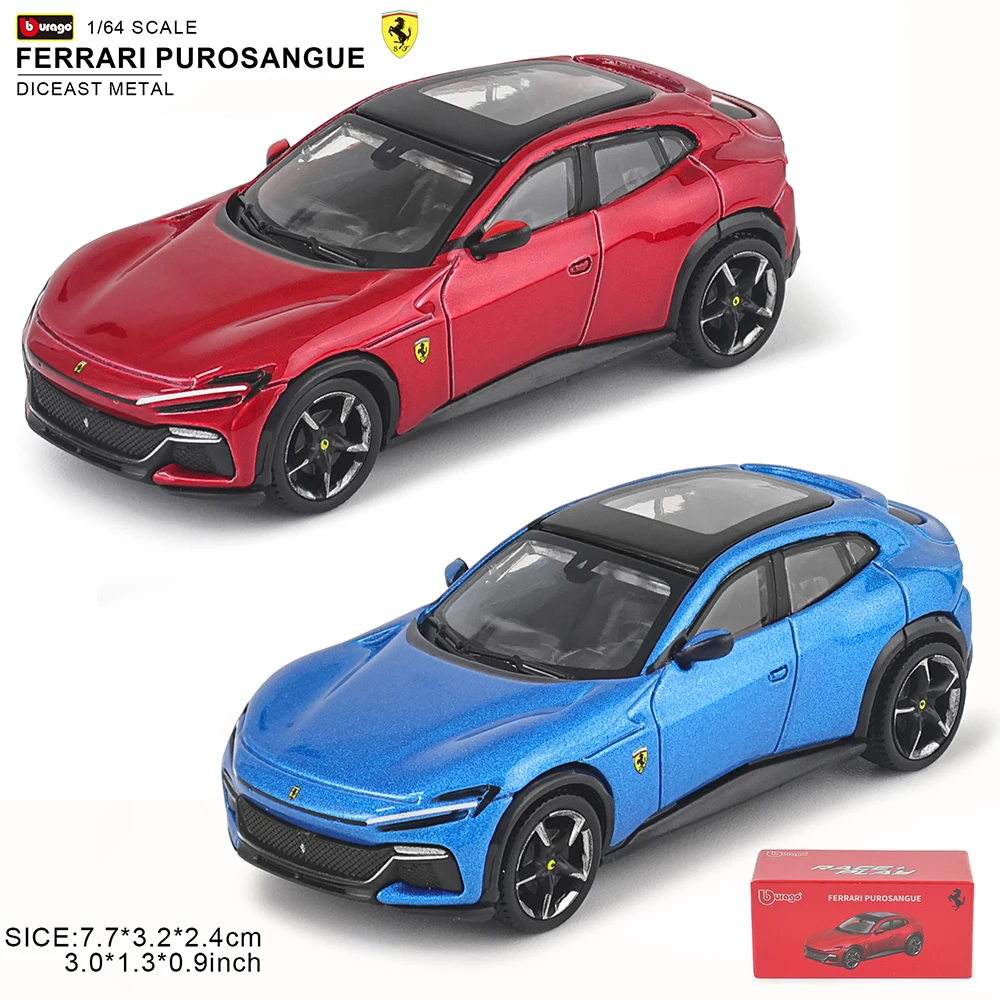 Bburago 1:64 FERRARI Purosangue 296 GTB ASSETTO FIORANO 자동차 모델 시리즈 어린이 크리스마스 소년 선물 장난감