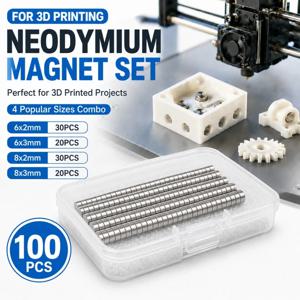 100pcs 3D 인쇄 도구 키트 3가지 다른 스타일 강력한 네오디뮴 자석 DIY 모델용 3D 인쇄 자석 DIY 냉장고 스티커