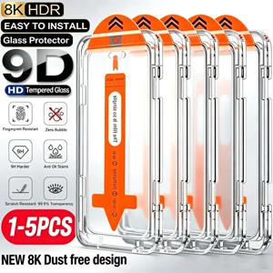 NNBILI 1-5개 먼지 없는 간편 설치 스크린 보호필름 아이폰 18 17 16 15 14 11 13 12 15 Pro Max 18 XS XRTempered Glass