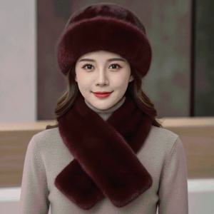 두꺼운 코사크 모자 세트, 보온성 좋은 털이 있는 러시아 스타일 비니, 세탁 가능한 프리미엄 푹신한 겨울 보닛, 패셔니스타들을 위한