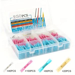 50/100/250pcs 열 수축 버트 커넥터 해양 자동차 오토바이 전기 용 절연 및 방수 와이어 커넥터 키트