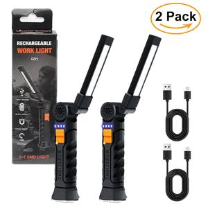 USB 충전식 COB LED 손전등 작업 조명 자기 토치 내장 배터리 캠핑 토치와 휴대용 교수형 램프