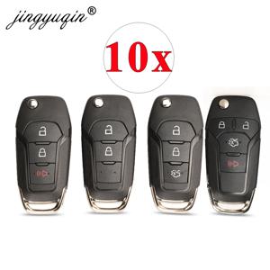 Jingyuqin 10 개/몫 2/3/4 버튼 포드 퓨전 에지 익스플로러 2013-2015 HU101 블레이드에 대 한 접는 원격 자동차 키 쉘 케이스 뒤집기