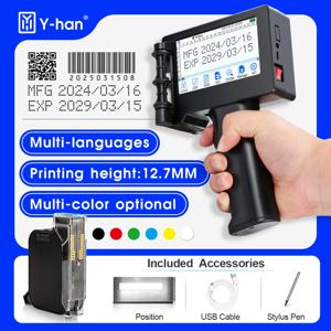 Yhan 12.7mm 휴대용 잉크젯 프린터, 유통기한 바코드 QR 코드 배치 번호 인쇄용, 암호화되지 않음, 최고의 가성비, 로고 인쇄 가능