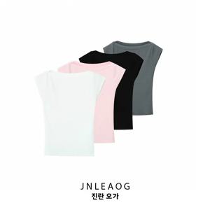 JNLEAOG 봄 신상 여성 기본 스타일 패션 디자인 탑 캐주얼웨어 폴리에스터 섬유 반팔 라운드넥 피부 친화적