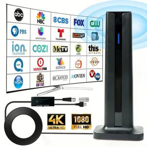 4K 1080P 실내 TV 안테나를 지원하여 모든 스마트 TV에서 지역 채널을 수신할 수 있으며, 증폭기 신호를 통해 장거리 및 HD 디지털 수신이 가능합니다.