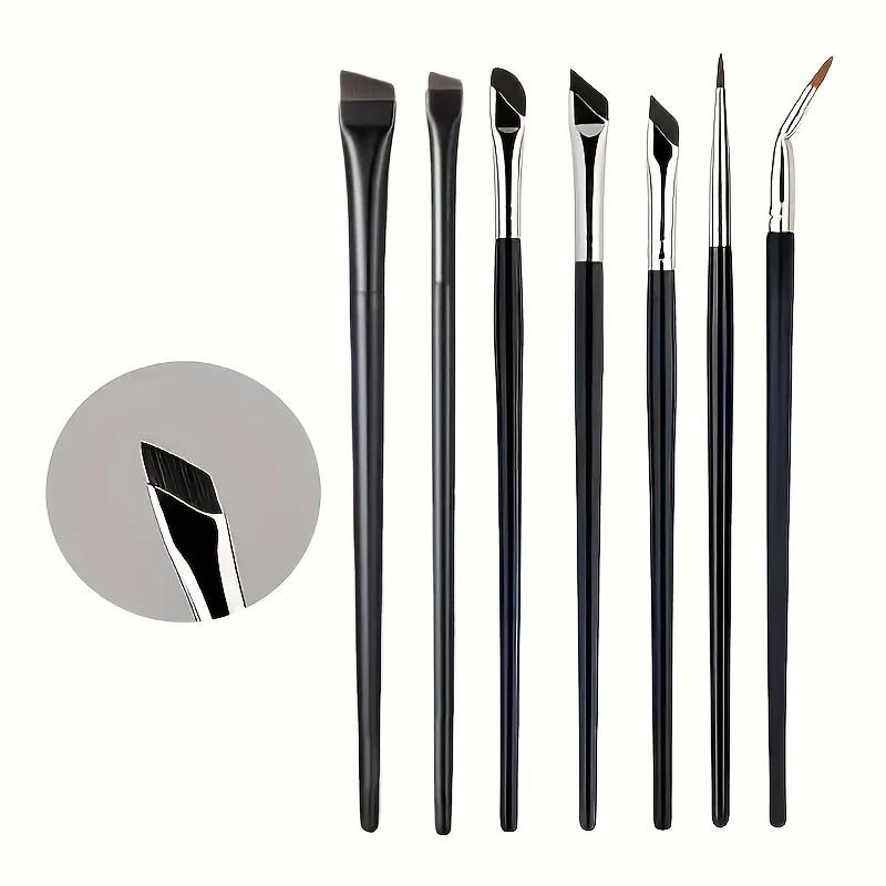 7종 정밀 디테일 메이크업 브러쉬 세트, 아이라이너 및 눈썹 브러쉬 세트, 초박형 눈썹 및 아래 눈꺼풀 브러쉬 포함