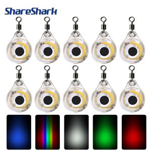 ShareShark 10개 미니 라이트 LED 딥 드롭 수중 눈 모양 낚시 오징어 미끼 발광 유인제 물고기 유인용