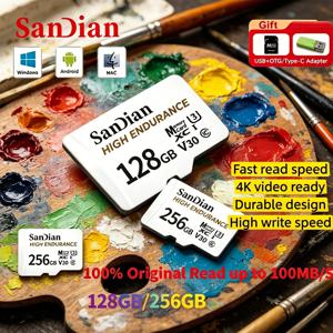 고내구성 128GB 256GB V30 C10 정품 마이크로 TF SD 카드 (대시캠, 차량 CCTV, 홈 보안 카메라용) 풀 HD 신제품