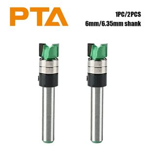 1PC/2PCS 6MM/6.35MM 섕크 더블 베어링 트리밍 밀링 커터 정밀 홈 가공용 스틸 블레이드 프로파일 하단 밀링 커터