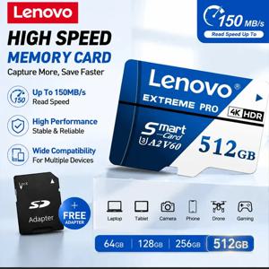 레노버 A2 TF SD 메모리 카드 4K 풀 HD 휴대폰 컴퓨터 드론용 128GB 256GB 512GB 2TB 고속 U3 V60 플래시 카드 2026