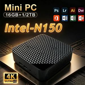 미니 PC 컴퓨터 인텔 코어 N150 PC 게이밍 컴퓨터 8/16GB 램 1TB 2TB M.2 SSD WiFi 6 BT5.2 4K HD 휴대용 데스크탑 PC