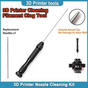 Clog Poke 3D 프린터 액세서리 Φ1.6mm 모든 1.75mm 노즐용 청소 바늘 도구, 3D 프린터 노즐 청소용 탈착식 바늘