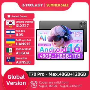 테클라스트 T70 Pro 14인치 2.2K 디스플레이 2240x1400 MTK Helio G100 Max. 48GB 램 128GB 롬 안드로이드 16 태블릿 PC 10000mAh 18W 4G LTE