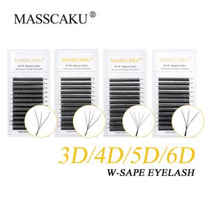 MASSCAKU 3D 6D 8D W 모양 속눈썹 글로벌 도매 속눈썹 클러스터 쉬운 팬 볼륨 희미한 가짜 속눈썹 프리미엄 밀도 섬모 공급 업체