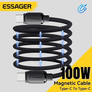 Essager PD 100W 60W 자기 흡입 방지 권선 유형 C C-C 케이블 삼성 화웨이 Xiaomi Lenovo 용 고속 충전 코드 와이어