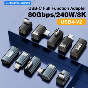 USB4 V2 90도 유형 C 각도 어댑터 80Gbps Thunderbolt 5 4 3 팔꿈치 어댑터 240W USB-C 케이블 커넥터 MacBook Air 용 40Gbps