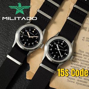 Militado ML14 36mm 시계 VH31 스윕 세컨드 쿼츠 무브먼트 시계 사파이어 크리스탈 슈퍼 루미 너스 BGW9 C3 100m 방수 시계