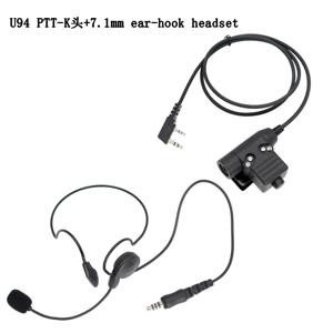 전술용 라디오 헤드셋 한쪽 귀용 헤드폰 마이크 U94 PTT 포함 켄우드 바오펑 UV-5R UV-82 무전기용